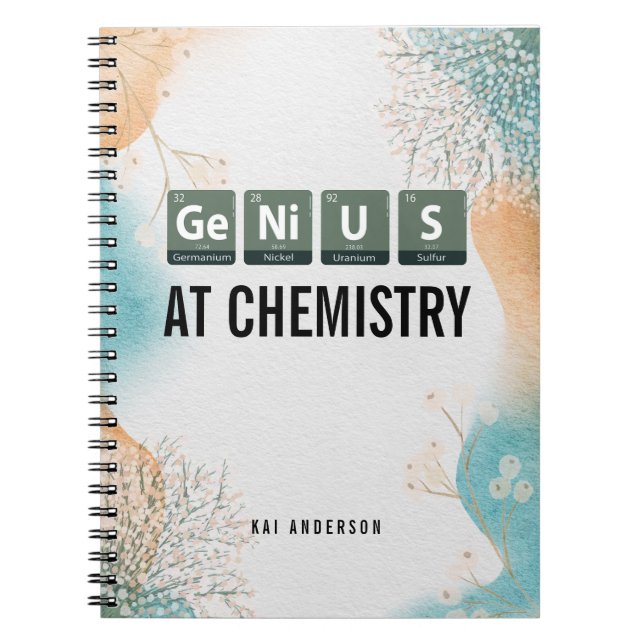 Caderno Espiral Genius Personalizado Estudante de Química de Mesa  (Frente)