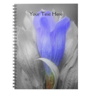 Caderno Espiral Gentian Flower In Black And White Notebook