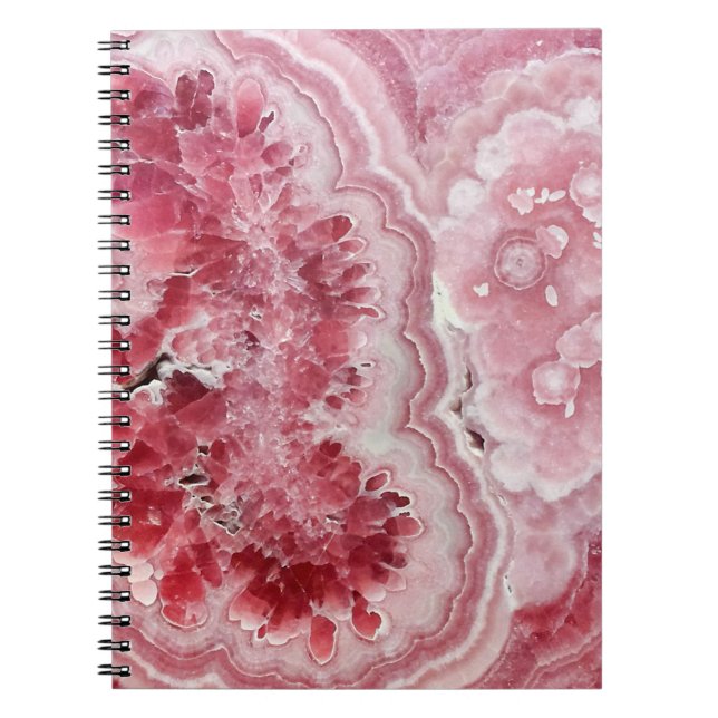 Caderno Espiral Geodo Rosa e Branco (Frente)