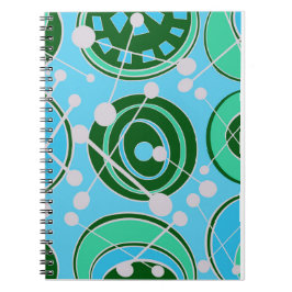 Caderno Espiral Geoformas em verde, azul e branco
