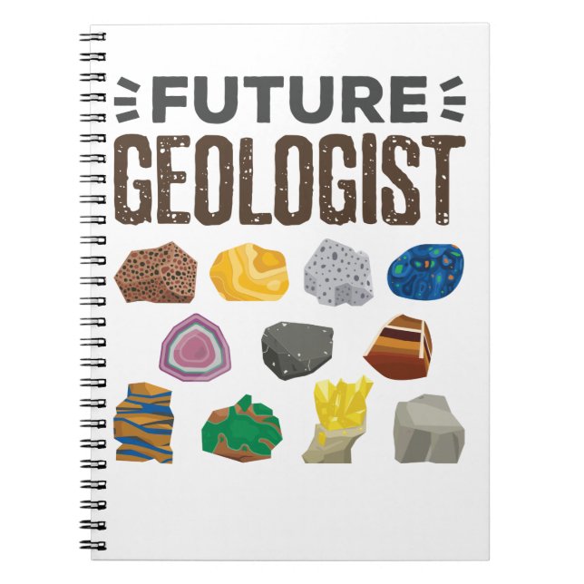 Caderno Espiral Geologista Futuro Rocha Gems (Frente)