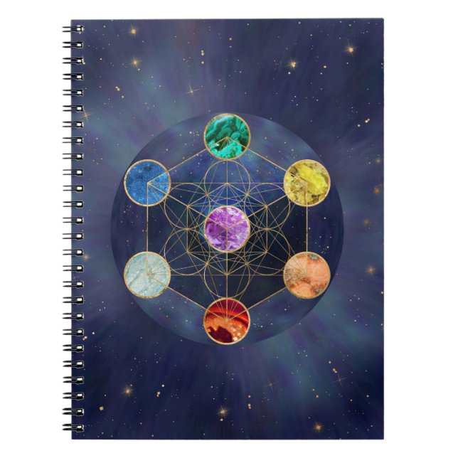 Caderno Espiral Geometria Sagrada do Cubo Chakras (Frente)