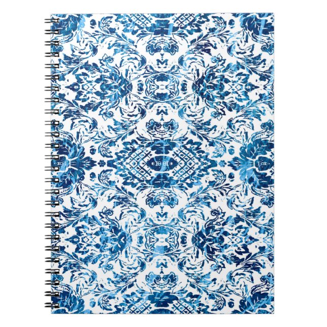 Caderno Espiral Geometric damask seamless pattern with grunge text (Frente)