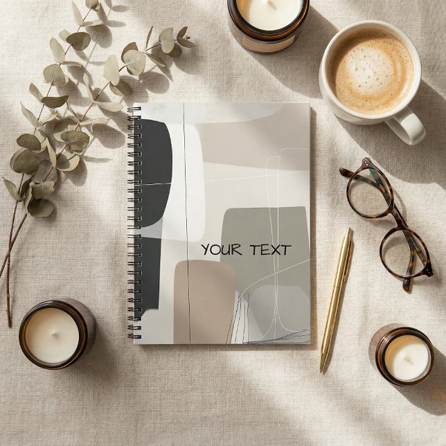 Caderno Espiral Geométrico abstrato boho contemporâneo (Criador carregado)