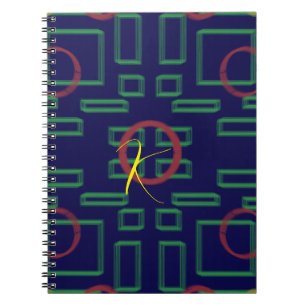 Caderno Espiral Geométrico Azul