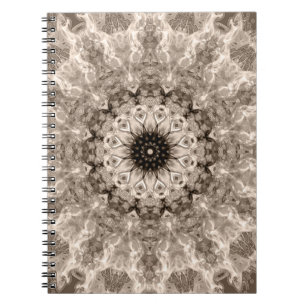 Caderno Espiral geométrico, bege, castanho, mandala