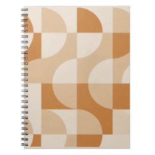 Caderno Espiral Geométrico Bege Moderno