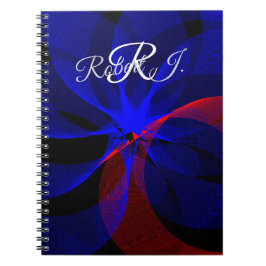 Caderno Espiral Geométrico com Acento Azul Rotativ