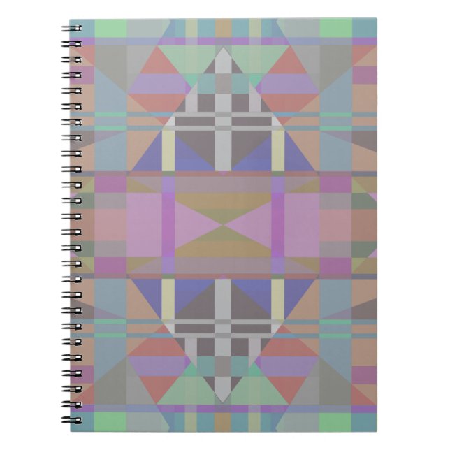 Caderno Espiral Geométrico Cor-de-Rosa Verde (Frente)
