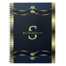 Geométrico Dourado E Azul Marinho Monograma