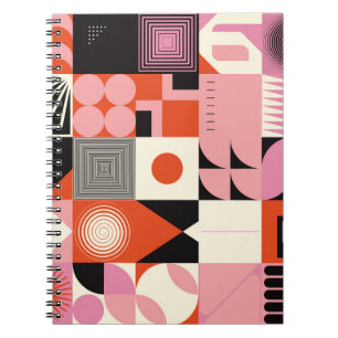 Caderno Espiral Geométrico escandinavo: Padrão Trabalho de arte co