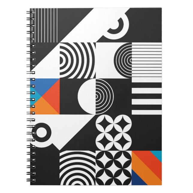 Caderno Espiral Geométrico moderno em estilo escandinavo (Frente)