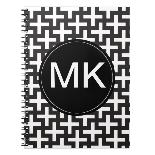Caderno Espiral Geométrico preto e branco (Frente)