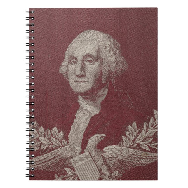 Caderno Espiral George Washington Eagle Stars Stripes EUA Retrato (Frente)