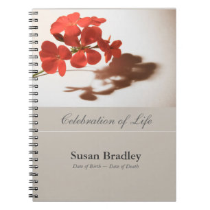 Caderno Espiral Geranium Floral Photography Funeral Guest Book