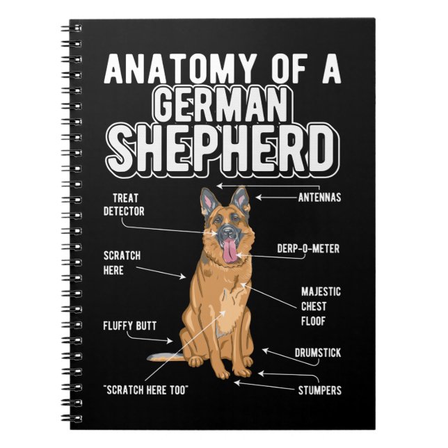Caderno Espiral german shepherd Anatomia Cachorro Engraçado (Frente)