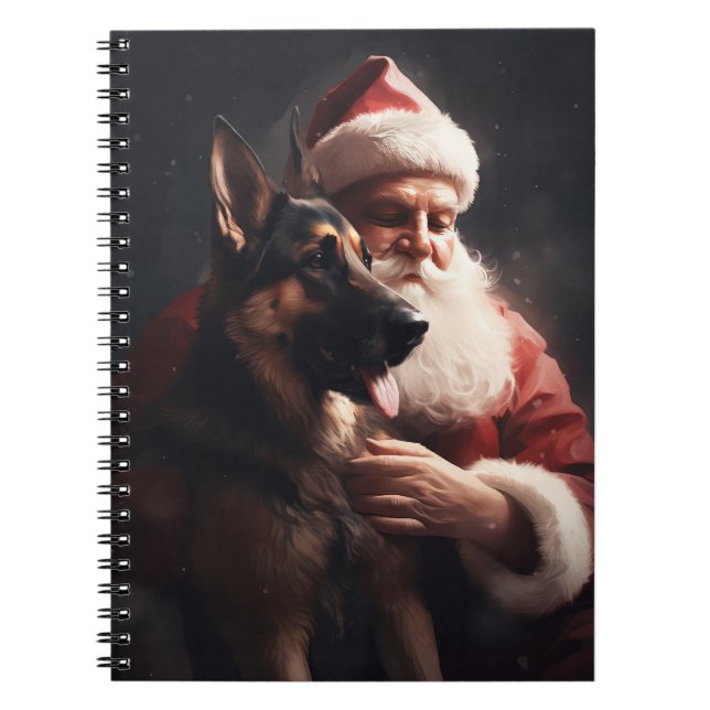 Caderno Espiral German shepherd com Papai Noel Natal Festivo (Frente)