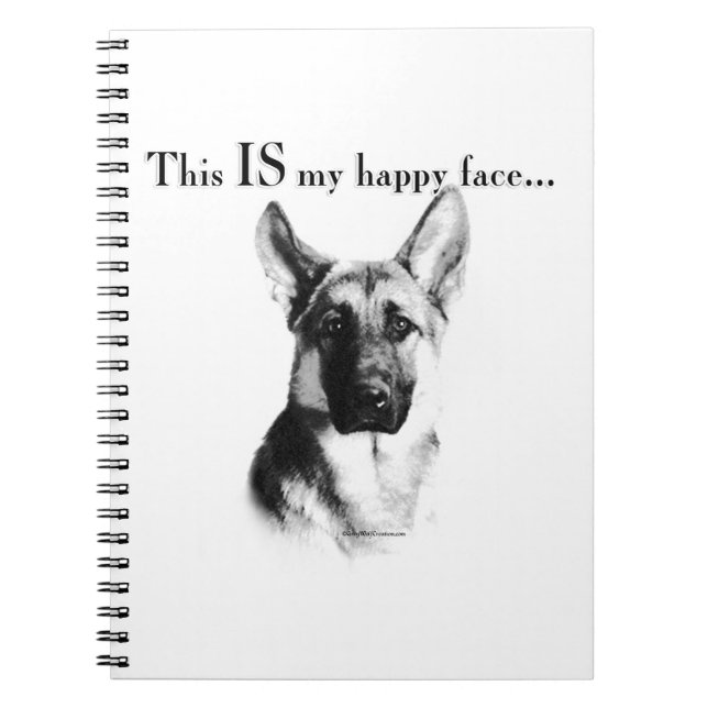 Caderno Espiral German shepherd de rosto feliz (Frente)