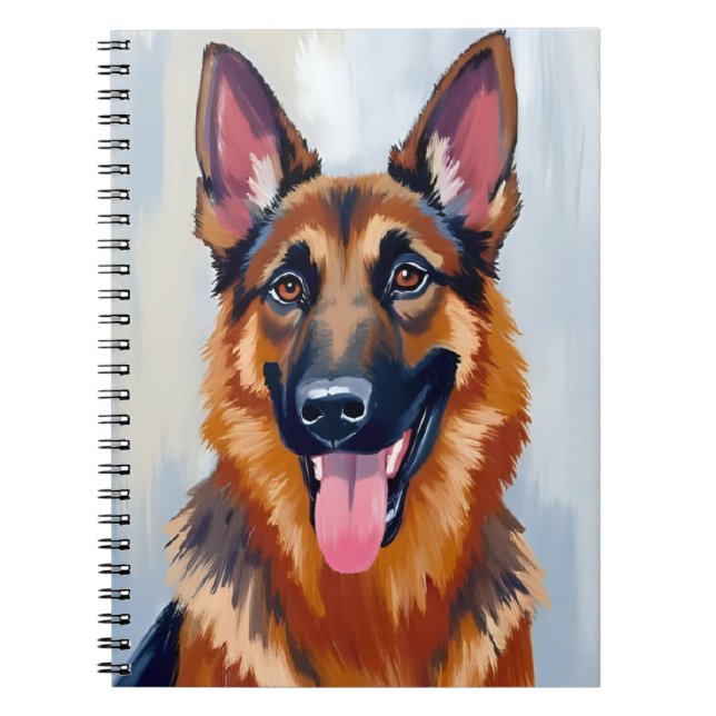 Caderno Espiral German Shepherd | Dog Watercolor Pet  (Frente)