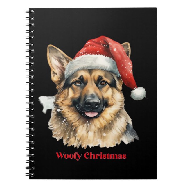 Caderno Espiral German Shepherd Dog Xmas Christmas Gift Ideas Woof (Frente)