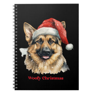 Caderno Espiral German Shepherd Dog Xmas Christmas Gift Ideas Woof