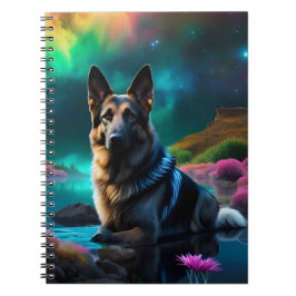 Caderno Espiral German shepherd em um mundo Alienígena