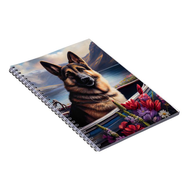 Caderno Espiral German shepherd em um remo: Uma aventura cênica (Lado Direito)