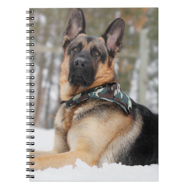 Caderno Espiral German shepherd Na Neve (Frente)