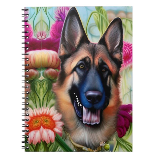Caderno Espiral German shepherd no Jardim (Frente)