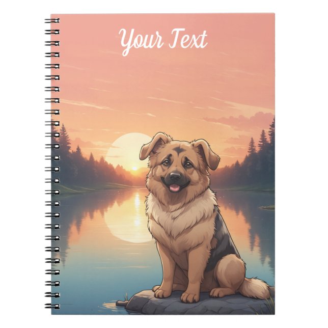 Caderno Espiral German shepherd por lago (Frente)