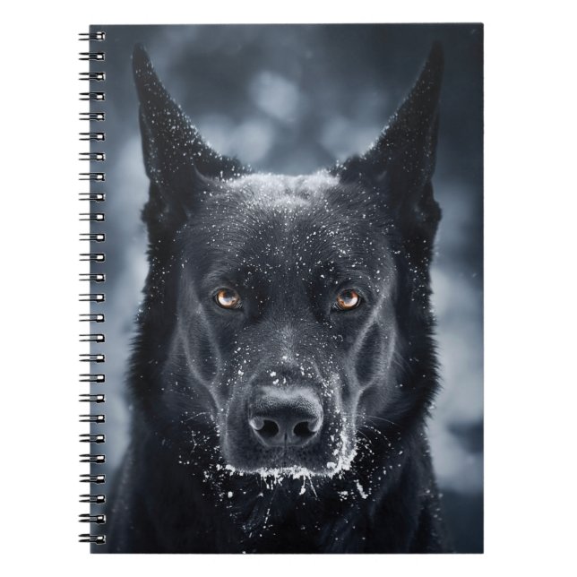 Caderno Espiral German shepherd Preto (Frente)