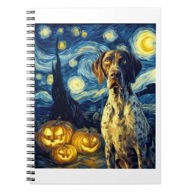 Caderno Espiral German Shorthaired Pointer 1 Cute Dog Halloween Ja (Frente)