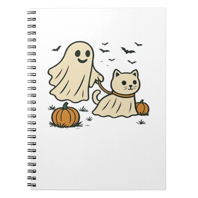 Caderno Espiral Ghost Ghost Walking Ghost Cat Clássico T-S (Frente)