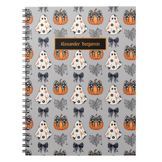 Caderno Espiral Ghost Pumpkin no Halloween (Frente)