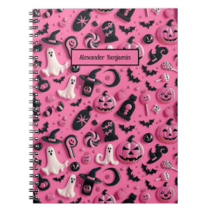 Caderno Espiral Ghost Skull Pumpkin no Halloween