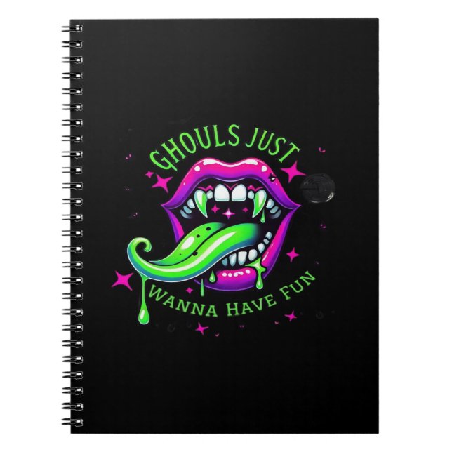 Caderno Espiral Ghouls Só Quer Divertir-Se Boo Belo Design (Frente)