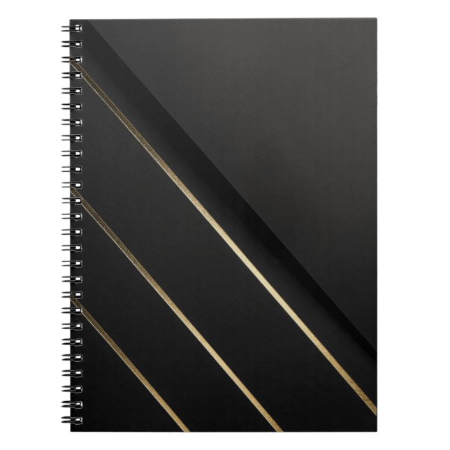 Caderno Espiral Gilded Alignment — Minimalist Black & Gold (Frente)