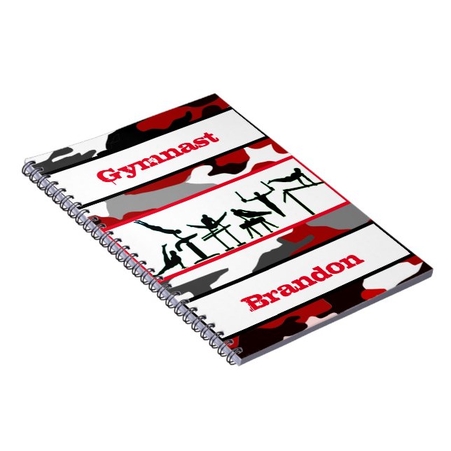 Caderno Espiral Ginástica Boys Red, Black, White Gymnast Camo (Lado Direito)