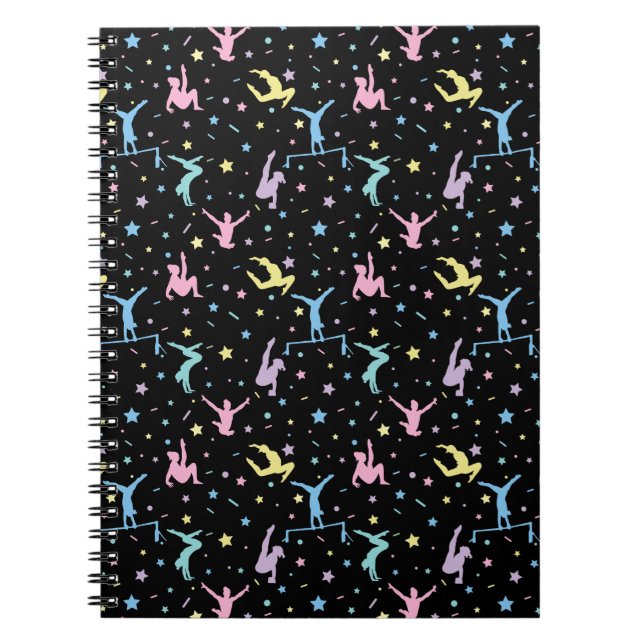 Caderno Espiral Ginástica Feminina Ginastas com Estrelas (Frente)
