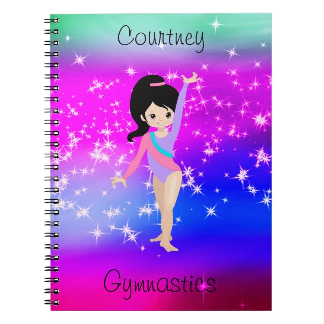 Caderno Espiral Ginástica Girls Gymnast Sparkle Gymnast em Leotard (Frente)