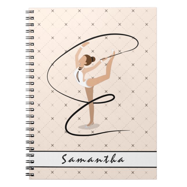 Caderno Espiral Ginástica Personalizada Bebê Rosa Checada Girly (Frente)