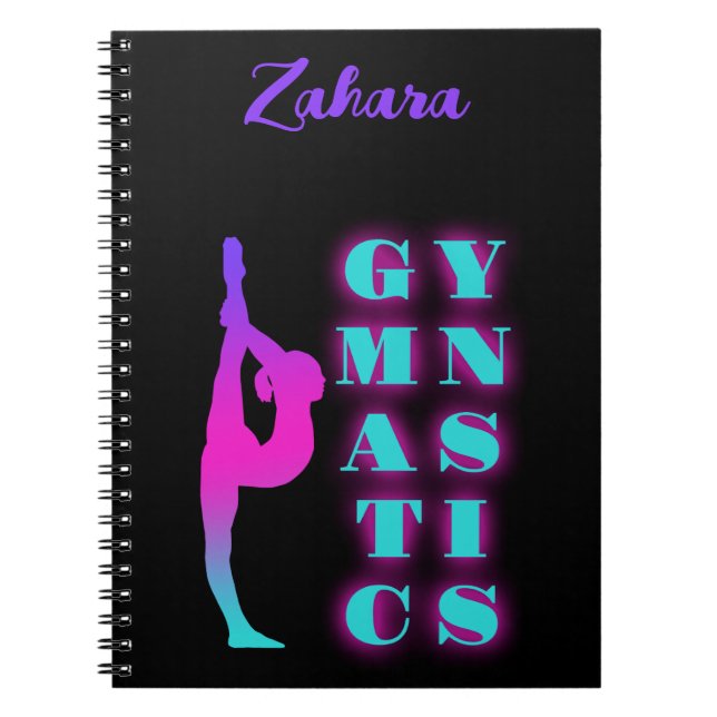 Caderno Espiral Ginástica Roxo Rosa Turquesa Ombre (Frente)