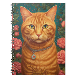 Caderno Espiral Ginger Cat e Flores
