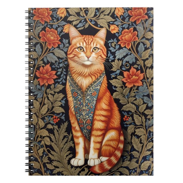 Caderno Espiral Ginger Cat William Morris Inspirou Floral (Frente)