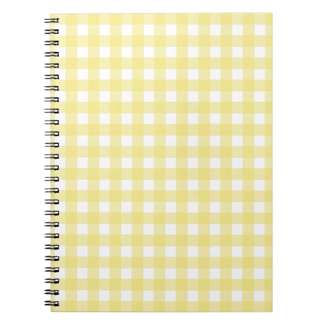 Caderno Espiral Gingham amarelo pálido e branco (Frente)
