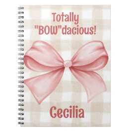 Caderno Espiral Gingham "Bowdacious" com arco de aquarela clássico