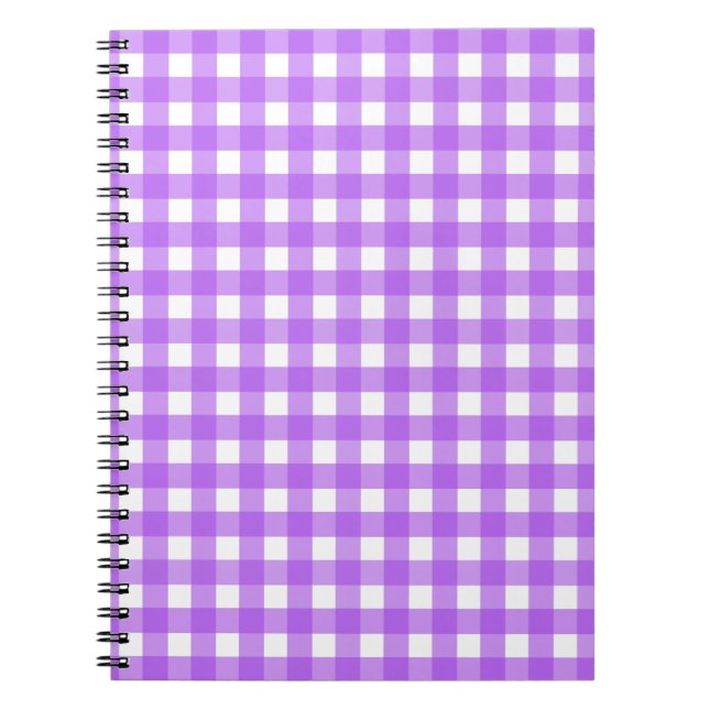 Caderno Espiral Gingham roxo brilhante (Frente)