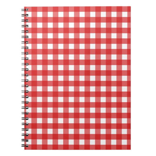 Caderno Espiral Gingham vermelho (Frente)