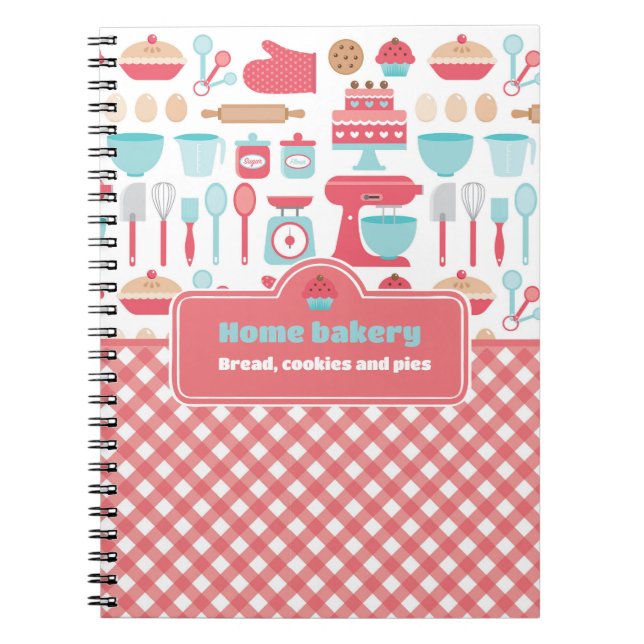Caderno Espiral Gingham Vermelho - Cozinha Cuja Tema Baía (Frente)