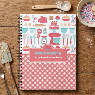 Caderno Espiral Gingham Vermelho - Cozinha Cuja Tema Baía